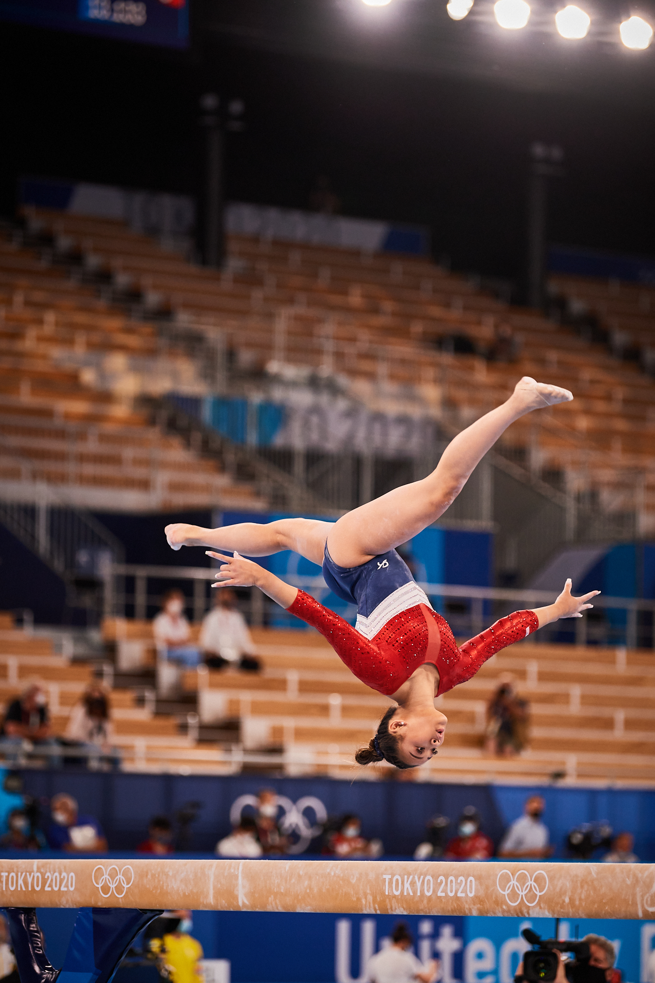 Photo: Team USA's Sunisa Lee, from Saint Paul Minnesota, competes on the balance beam in Rotation 3 of the women's gymnastics team final with a strong performance during the 2020 Tokyo Olympics at Ariake Gymnastics Center in Tokyo, Japan.