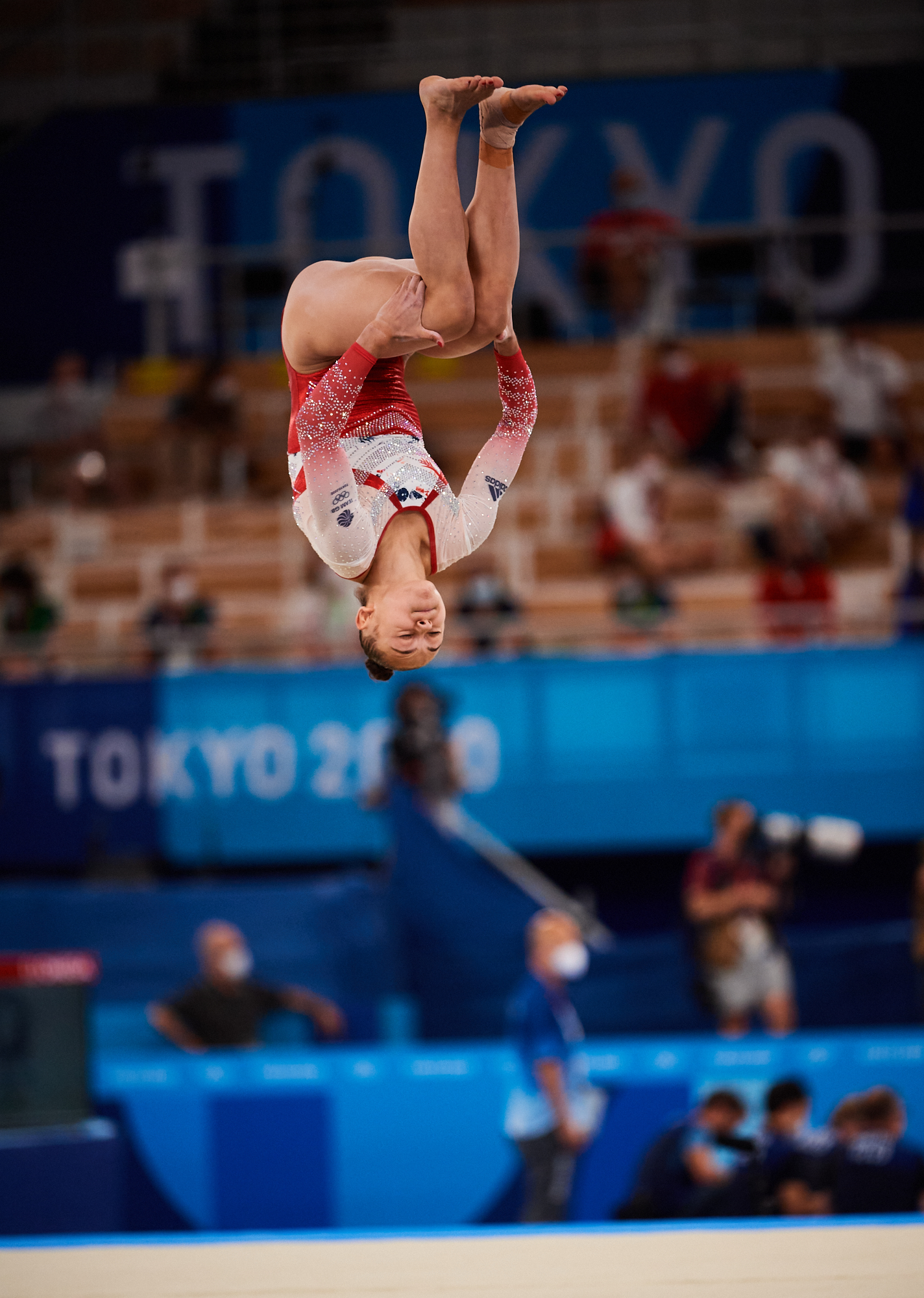 Photo: Great Britain's Jessica Gadirova, competes on the floor exercise in Rotation 2 during the race for 3rd place at women's gymnastics finals during the 2020 Tokyo Olympics at Ariake Gymnastics Center in Tokyo, Japan.