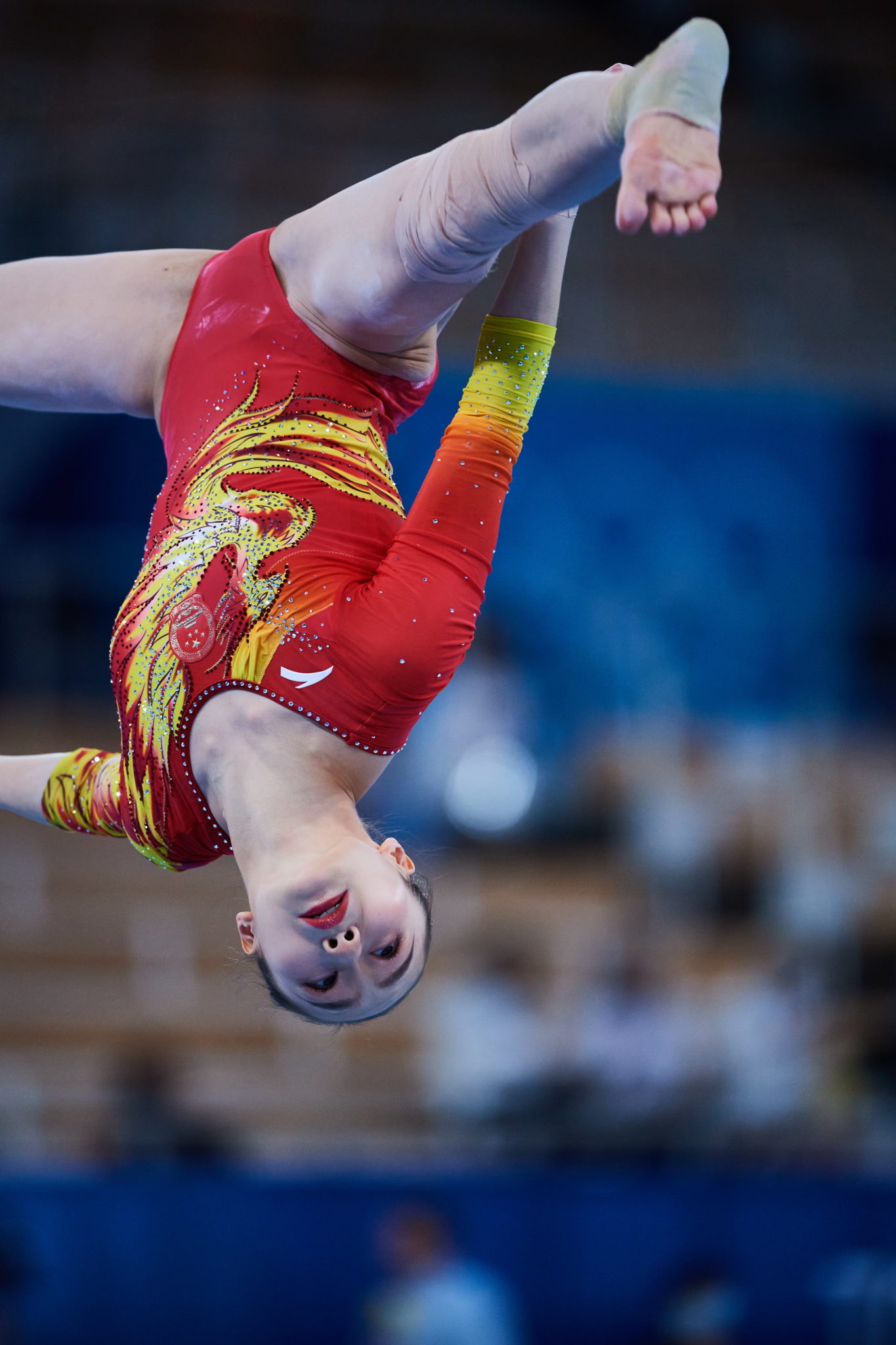 Photo of Lu Yufei, from the People's Republic of China, competes on the balance beam in Rotation 2 of the women's gymnastics final during the 2020 Tokyo Olympics at Ariake Gymnastics Center in Tokyo, Japan.