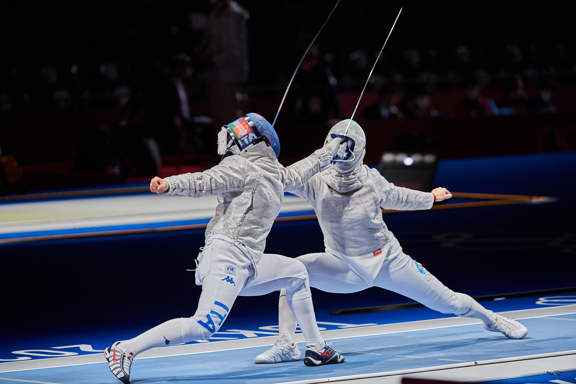 Photo of fencing competition during the Tokyo 2020 Games.